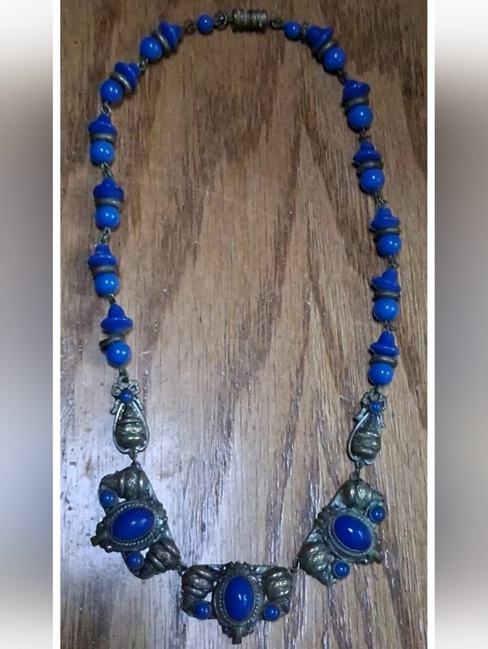 Vintage 1920s Art Deco Neiger Brothers Egyptian Revival Faux Lapis Necklace